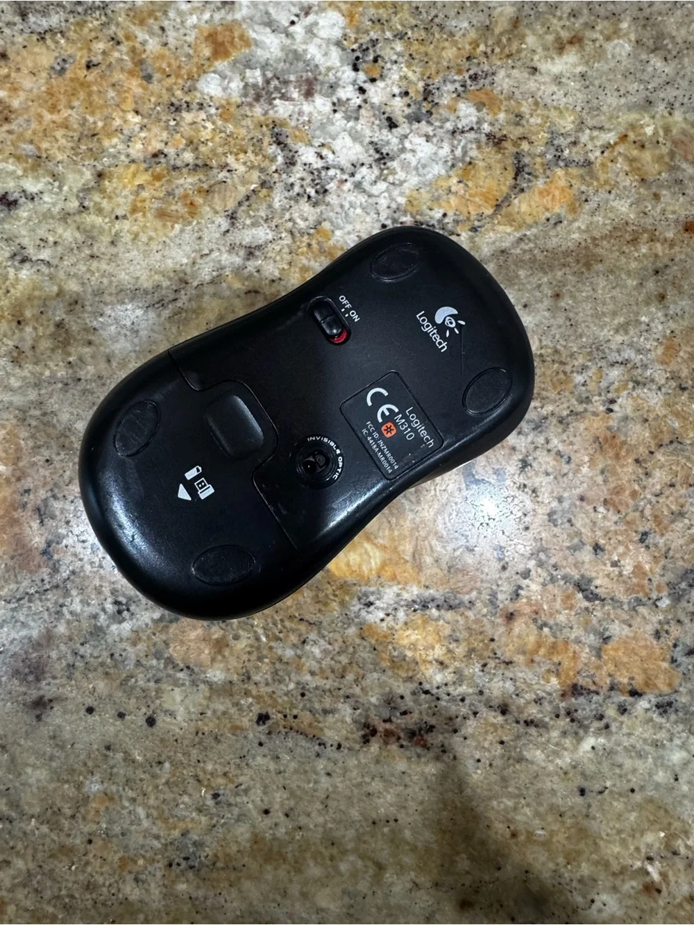 Logitech Black Wireless Mouse with White Doodle Design
